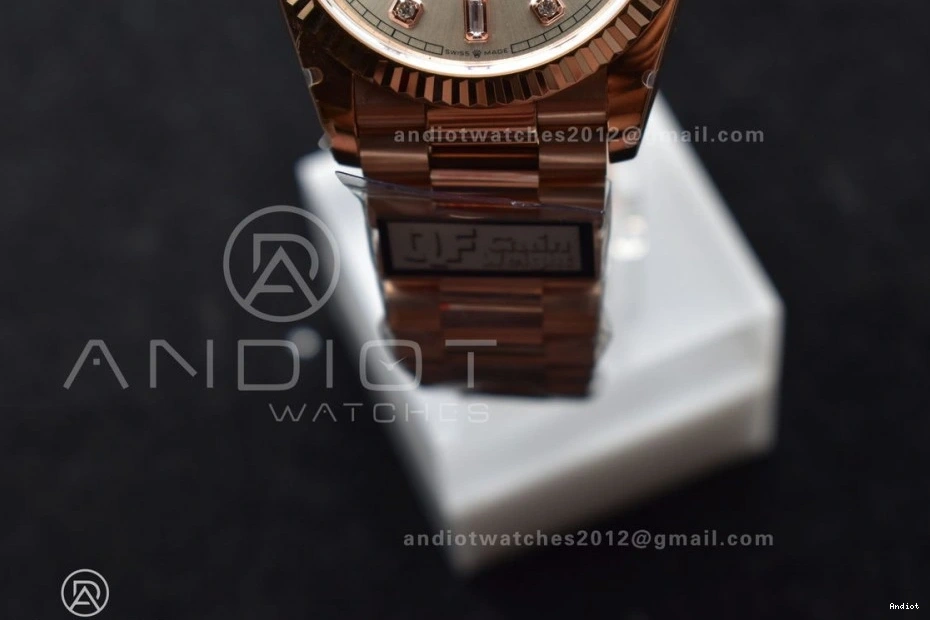 36 vr3255 DayDate on (Gain Diamond V5 Steel President Weight) Silver Square Edition QF Best Dial 904L with RG Bracelet 1112